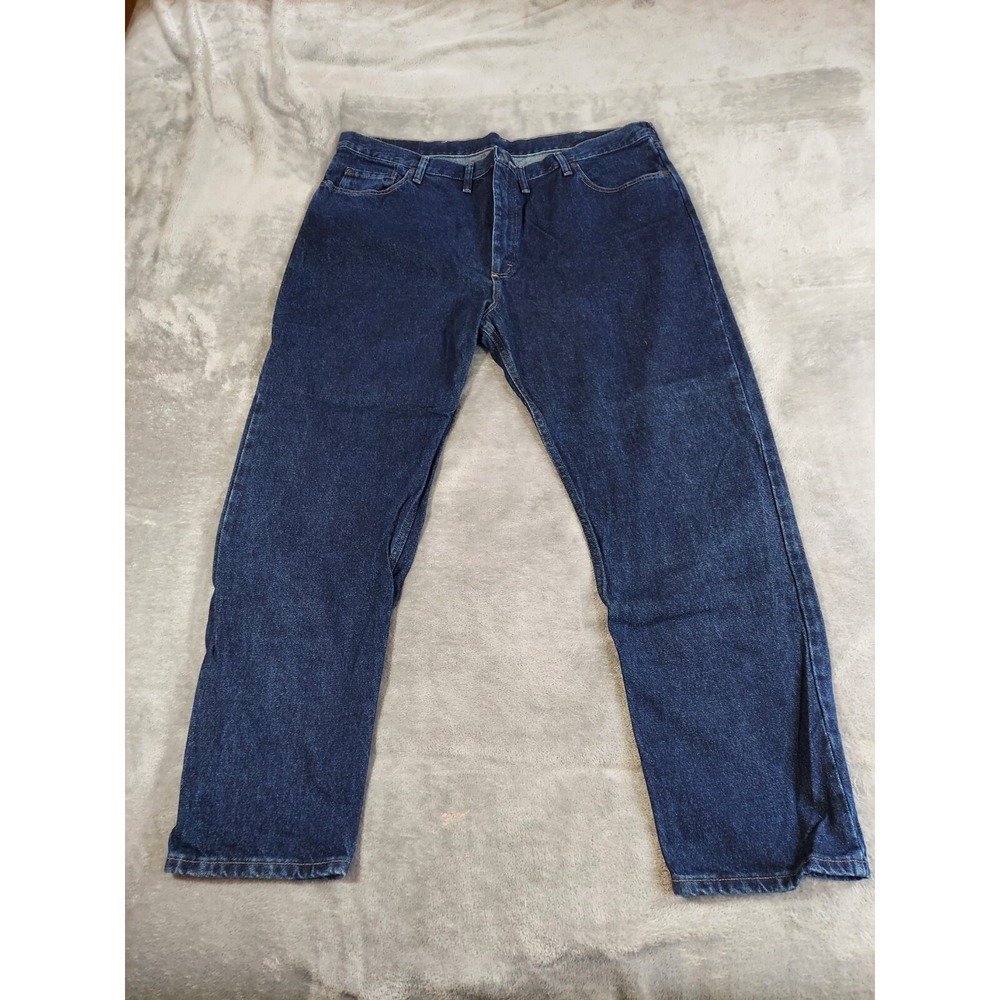 Wrangler Jeans Mens 46x32 Blue Denim Straight Leg Five Star Premium 96501MR